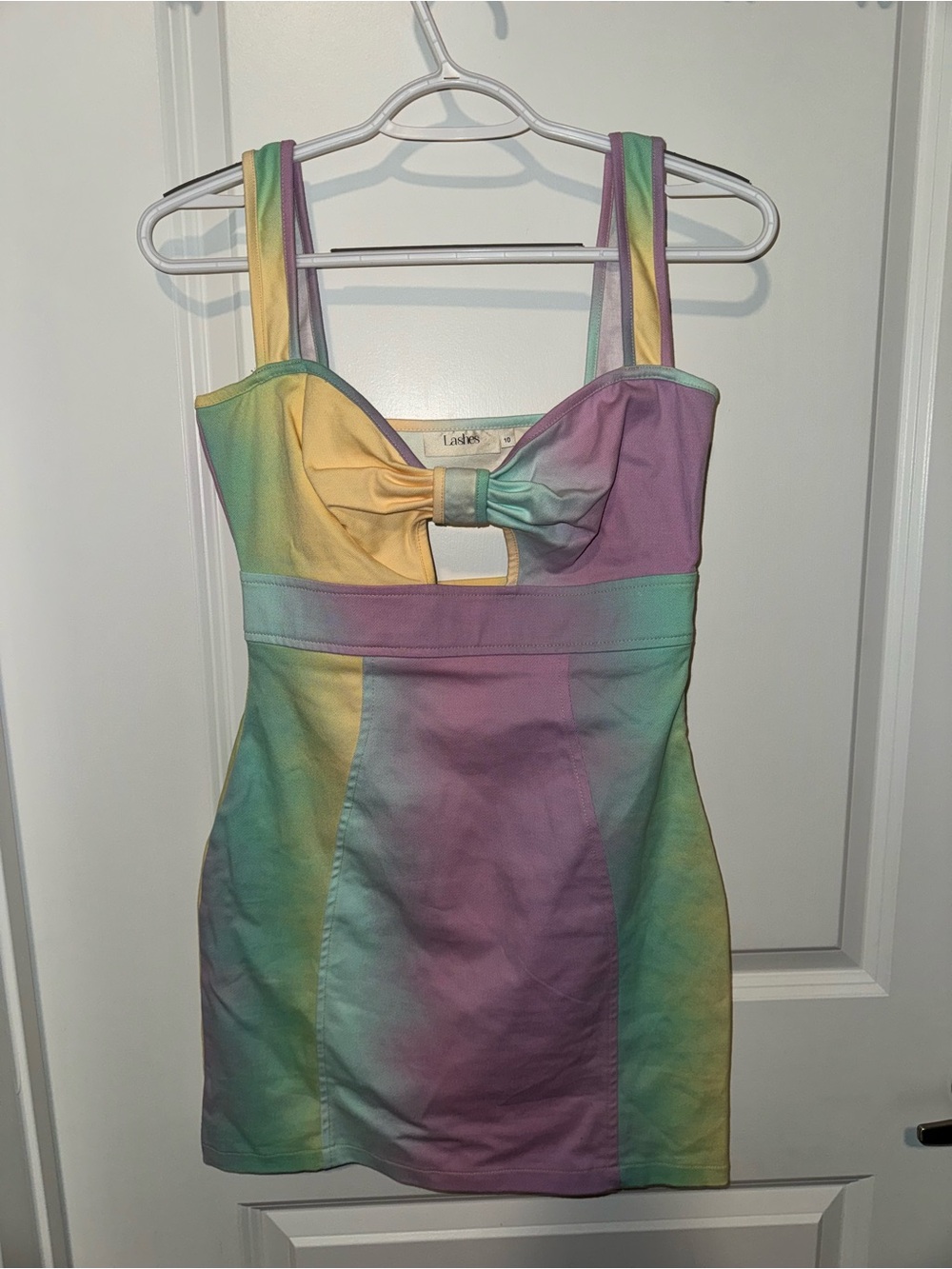Pastel Tie-Dye Mini Dress with Front Bow